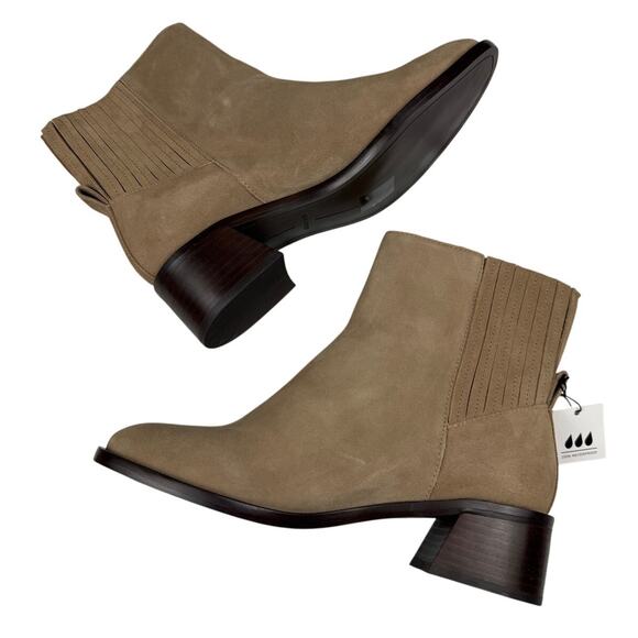 NWT Dolce Vita 100% Waterproof Suede Olive Linny Chelsea Heel Ankle Boots-8.5 - Picture 4 of 7